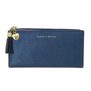 Blue‎ Glitter Classic & Modern Continental Slim Bifold Wallet